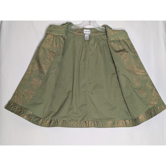 CHICO'S women size Medium Persian Luster Zariah Green Gold Jacket Royalty Regal - Picture 5 of 9